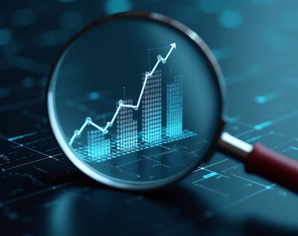 Share market upward chart with profitable candles